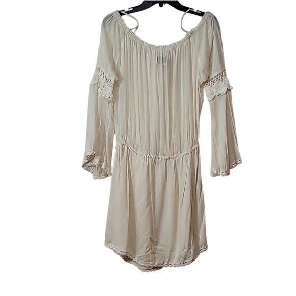 Cleobella Ivory Off-Shoulder Crochet Bell Sleeve Mini Dress - Picture 10 of 14